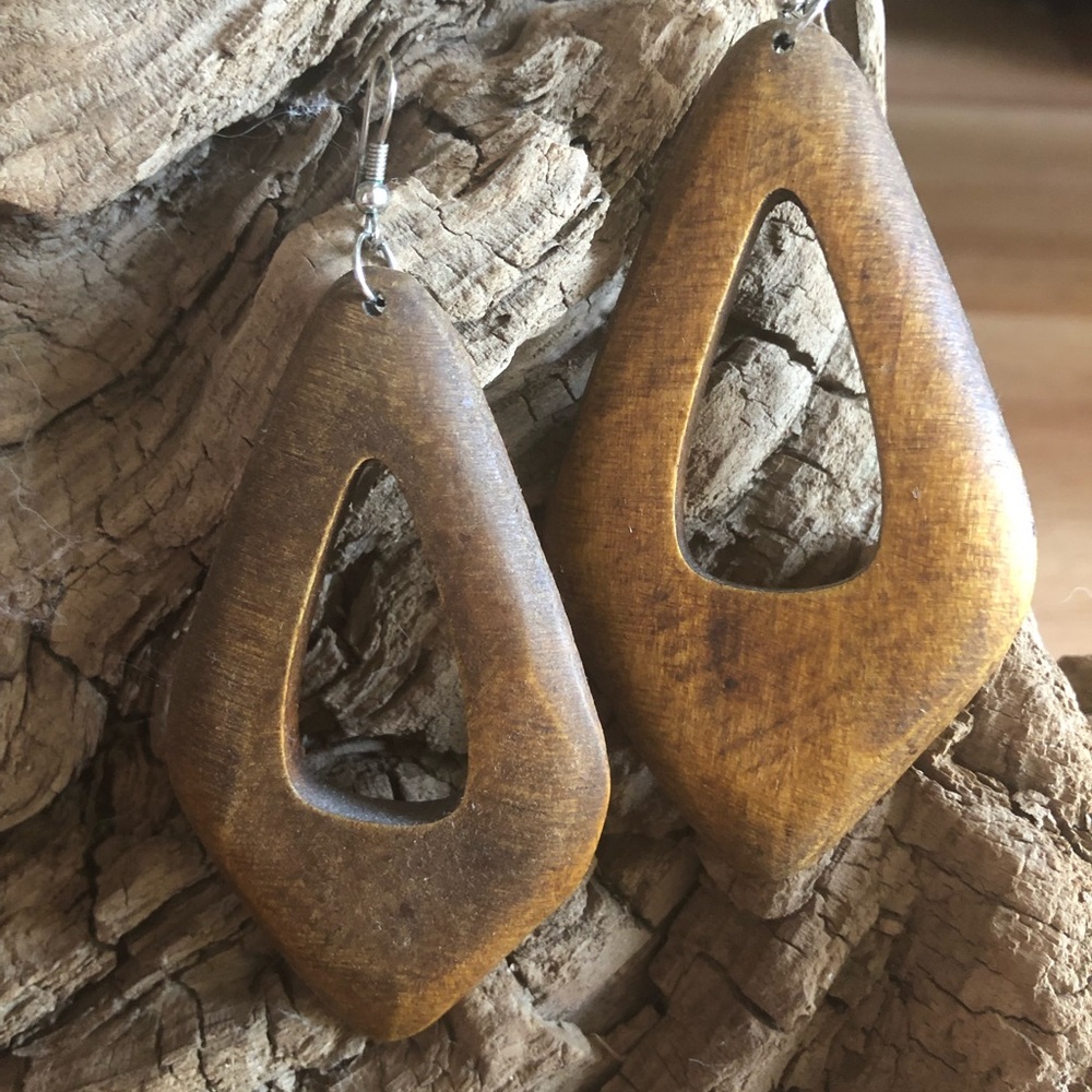 Wooden statement earrings
